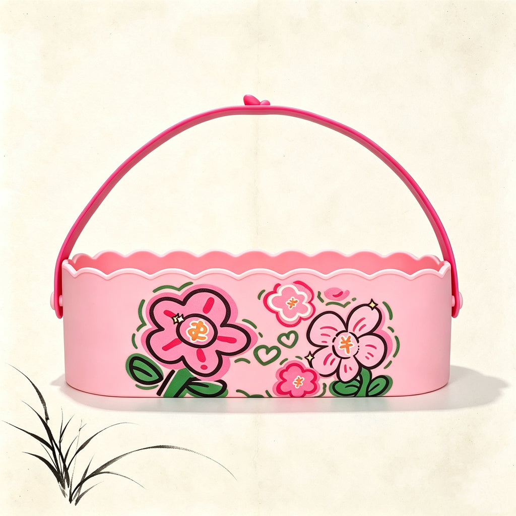 Floral & Star 2‑in‑1 Silicone Makeup Brush Cleaning Basket | Wash & Air‑Dry Vanity Organizer