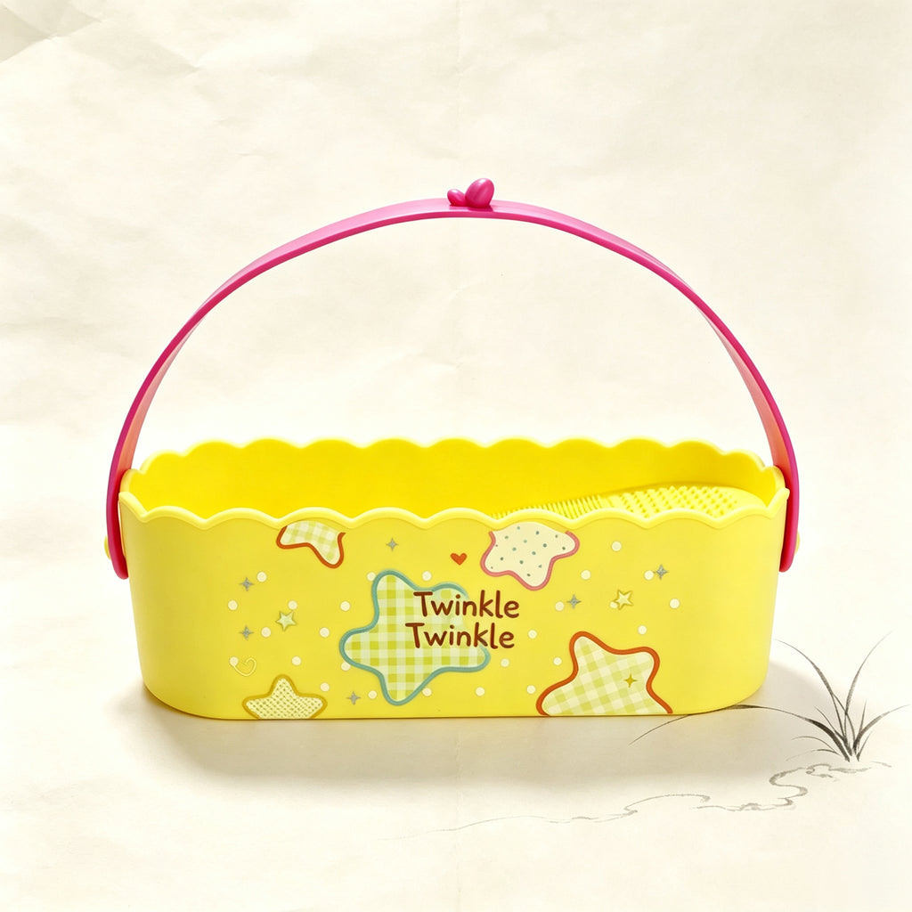 Cute Twinkle Star Silicone Makeup Brush Cleaning Basket | Sloped‑Design Wash & Dry Storage Organizer