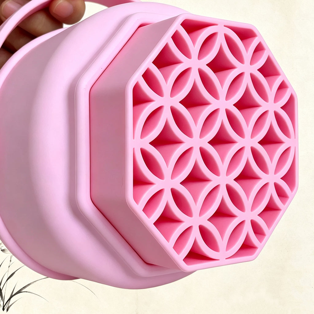 3‑in‑1 Detachable Silicone Makeup Brush Cleaning Bowl | Wash, Dry & Storage Vanity Organizer
