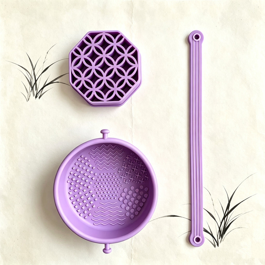 3‑in‑1 Detachable Silicone Makeup Brush Cleaning Bowl | Wash, Dry & Storage Vanity Organizer