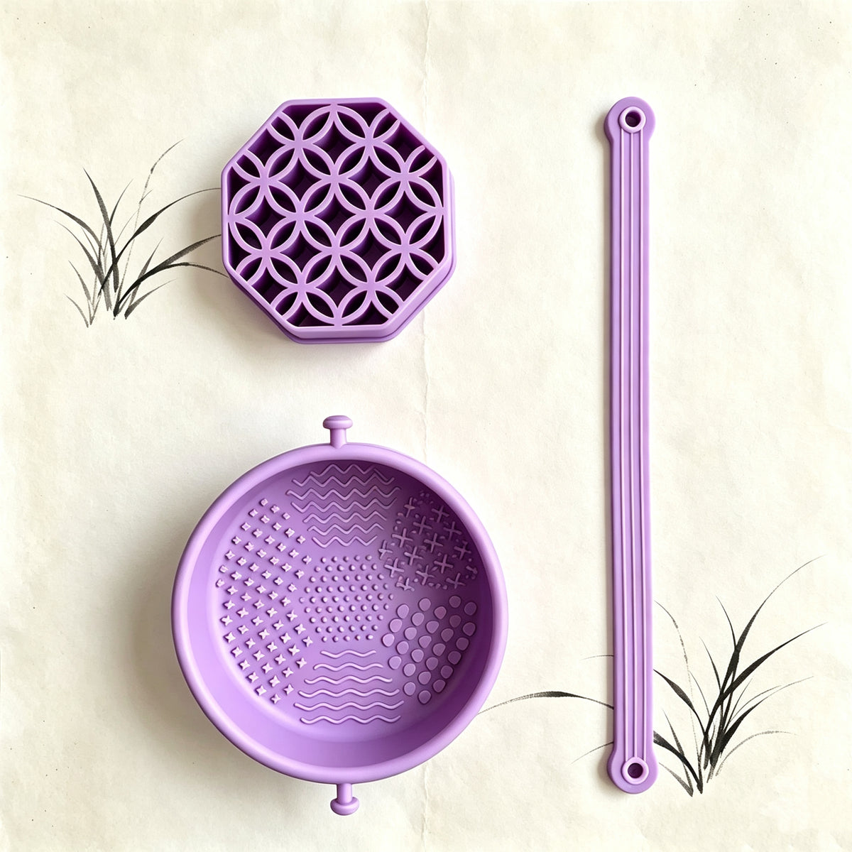 3‑in‑1 Detachable Silicone Makeup Brush Cleaning Bowl | Wash, Dry & Storage Vanity Organizer