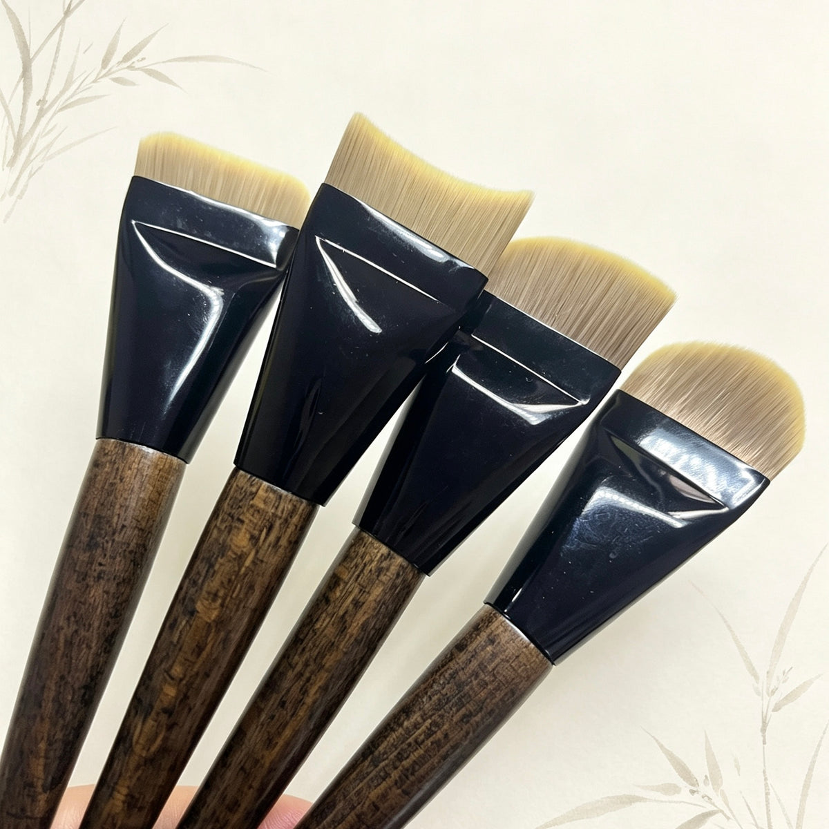 Premium Base Makeup Kit – Foundation Brush, Powder Puff & Makeup Mixing Palette | 4 Brush Shapes Available