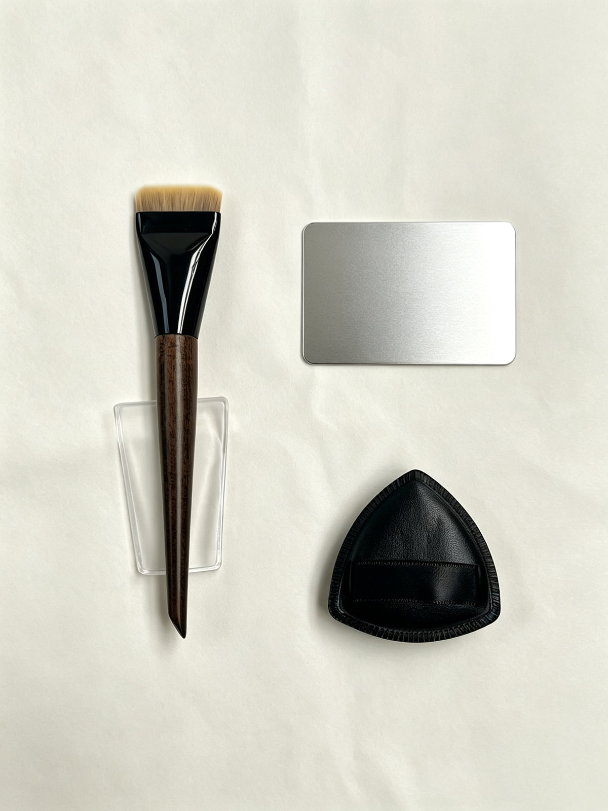 Premium Base Makeup Kit – Foundation Brush, Powder Puff & Makeup Mixing Palette | 4 Brush Shapes Available