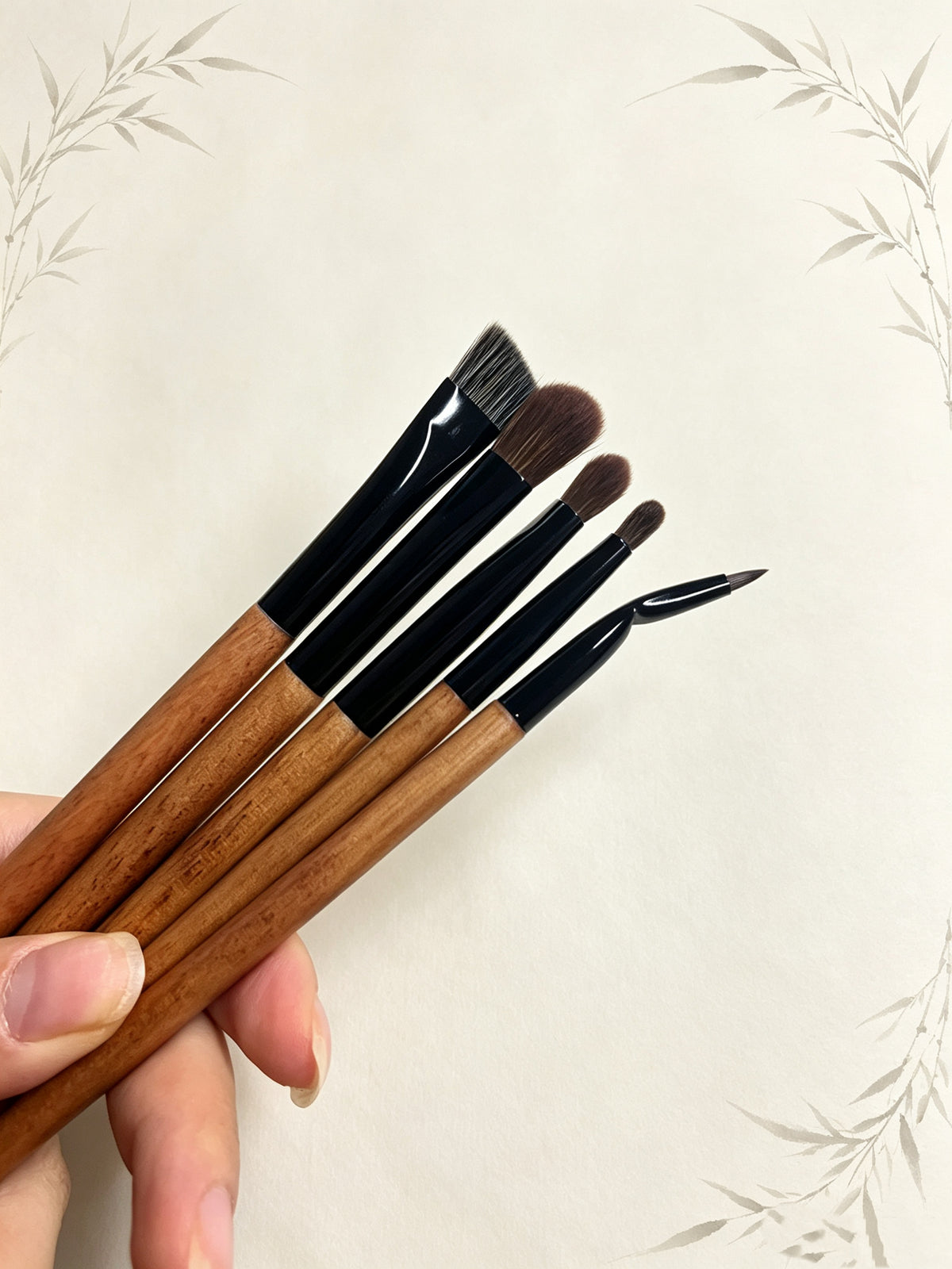 5‑Piece Premium Wooden Handle Eye Makeup Brush Set, Professional Eyeshadow Brushes