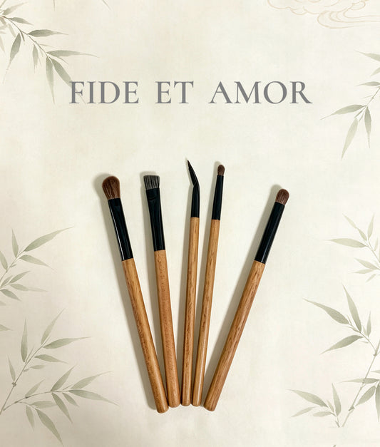 5‑Piece Premium Wooden Handle Eye Makeup Brush Set, Professional Eyeshadow Brushes